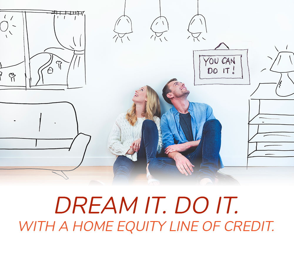 Dream it. Do it! With a home equity line of credit. Couple imagining new renovations.